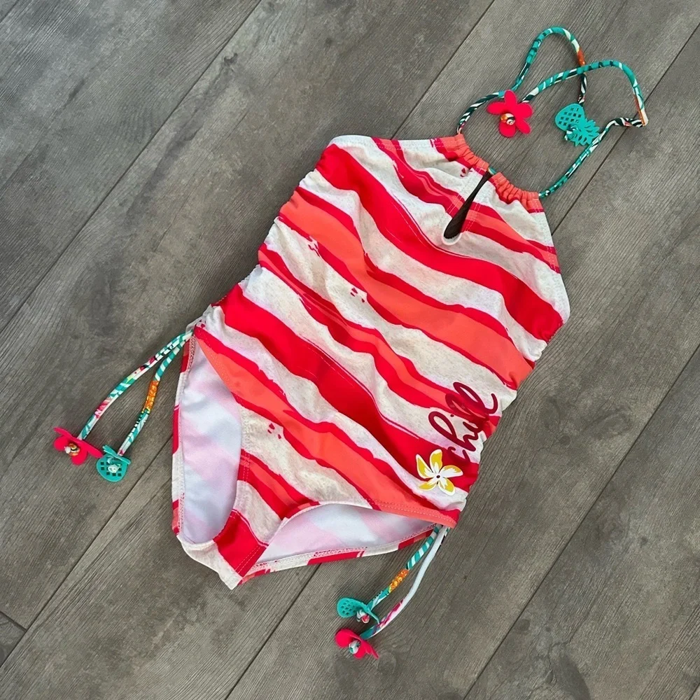 New Big Chill Tropical Vibrant One-Piece Swimsuit Size 7/8 Little Girls